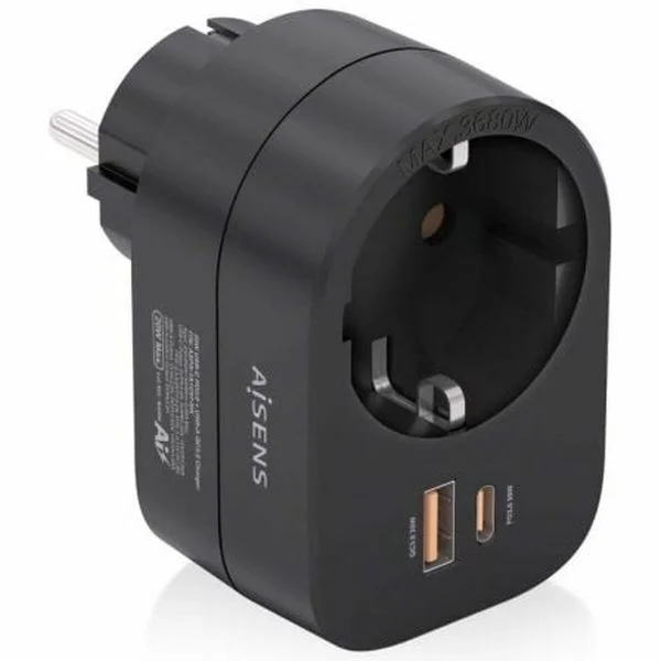 AISENS ASPS-1A1C07-BK Tomada Schuko 20W 1x USB-C 1x USB-A