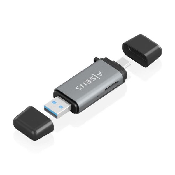 Aisens ASCR-2AC11-GR Leitor de Cartões USB-A USB-C 3.1 Gen1 / 3.2 Gen 1 Cinzento