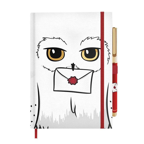Grupo Erik Caderno Hedwig Harry Potter Pautado A5 Espiral 160 Folhas Branco + Caneta