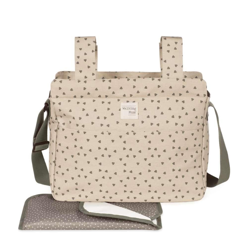 Saco com Muda Fraldas Walking Mum Hearts Poppy Moss