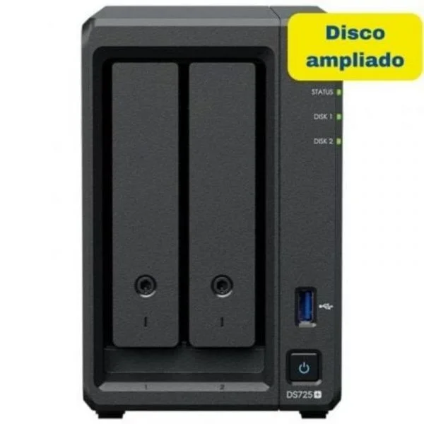 NAS Synology DS725+ 8TB 2 Baias DDR4 4GB 2.5GbE com Expansão NVMe