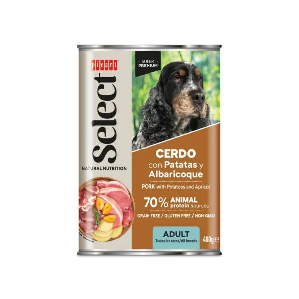 Ração Húmida Picart Select Patê Cão Adulto Porco, Batata e Damasco 400g