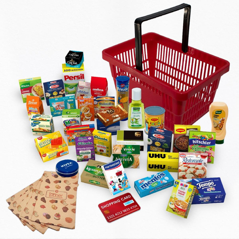 Conjunto supermercado com cesta de compras + 42 peças