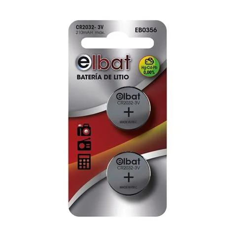 Elbat Pack de 2 Pilhas Litio de Botão CR2032 3V