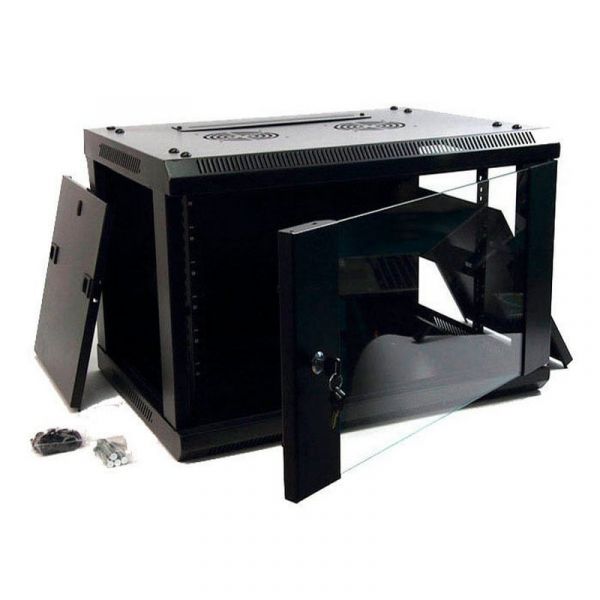 Powergreen Armário Rack de Parede 19" 9U 600x600mm RAC-09660-ST Preto