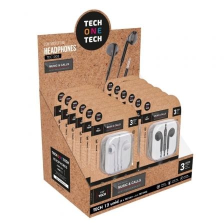 Expositor de Auriculares TECH ONE TECH / Inclui 6 Auriculares Brancos e 6 Auriculares Pretos / TEC1003