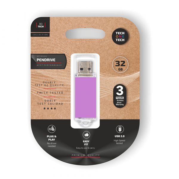 Tech One 32GB Basic USB 2.0 Roxo Claro