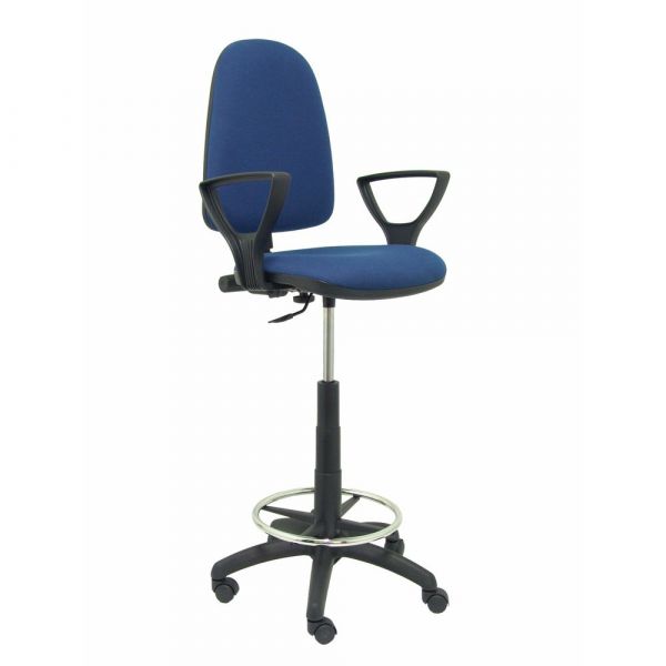 PYC Banquinho Ergonômico c/ Contacto Permanente Ajustável e o Anel Sede do Mecanismo de Apoio p/ os Pés e Estofado Tecido Azul Marinho