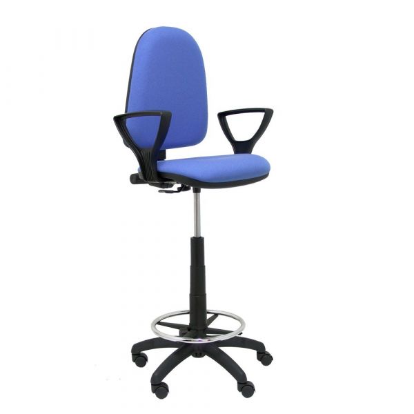 PYC Banquinho Ergonômico c/ Contacto Permanente Ajustável e o Anel Sede do Mecanismo de Apoio p/ os Pés e Estofado Tecido Azul Claro