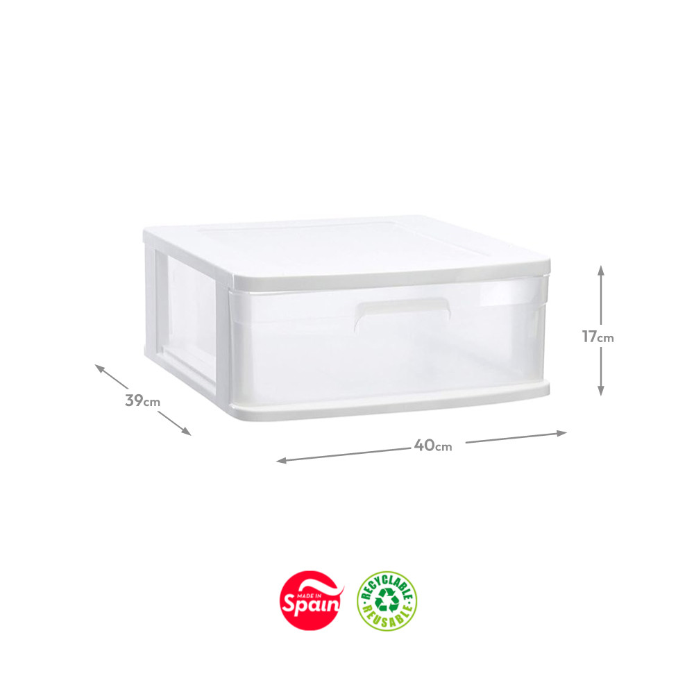 Bloco 1 Gaveta Pl stico Sena 40x39x17cm Branco