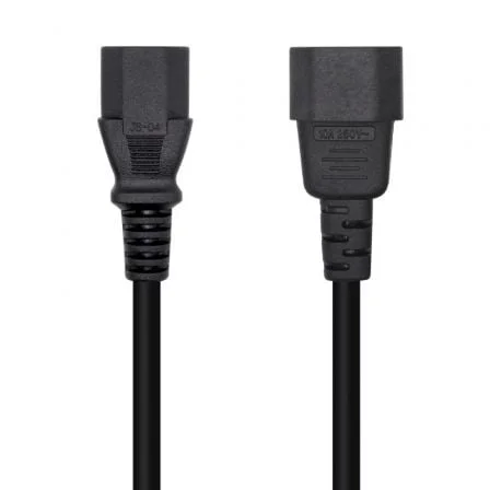 Cabo Alimentação AISENS / IEC C13 Hembra - IEC C14 Macho / 10m / Preto