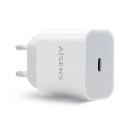 Cargador de Parede AISENS A110-0537 / 1xUSB Tipo-C / 20W / Preto