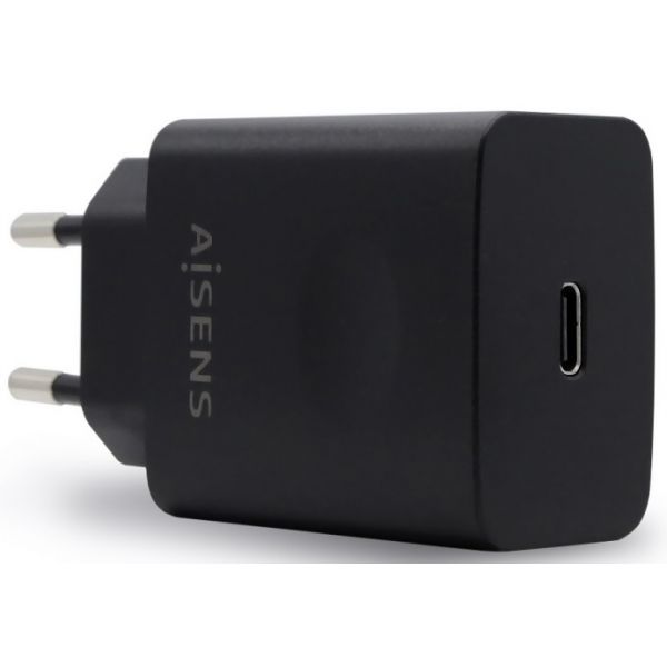 AISENS Carregador USB-C PD3.0 20W (Preto) - ASCH-1PD20-BK