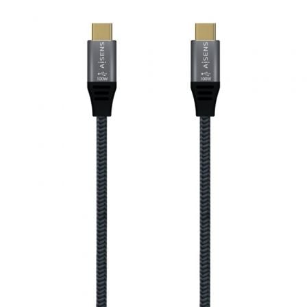 Cabo USB 3.2 AISENS A107-0672 / Tipo-C Macho para Tipo-C Macho / 1.5m / Cinza / 100W