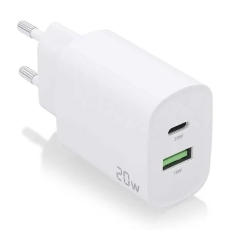 Cargador de Parede AISENS / 1xUSB Tipo-C / 1xUSB / 20W / Preto