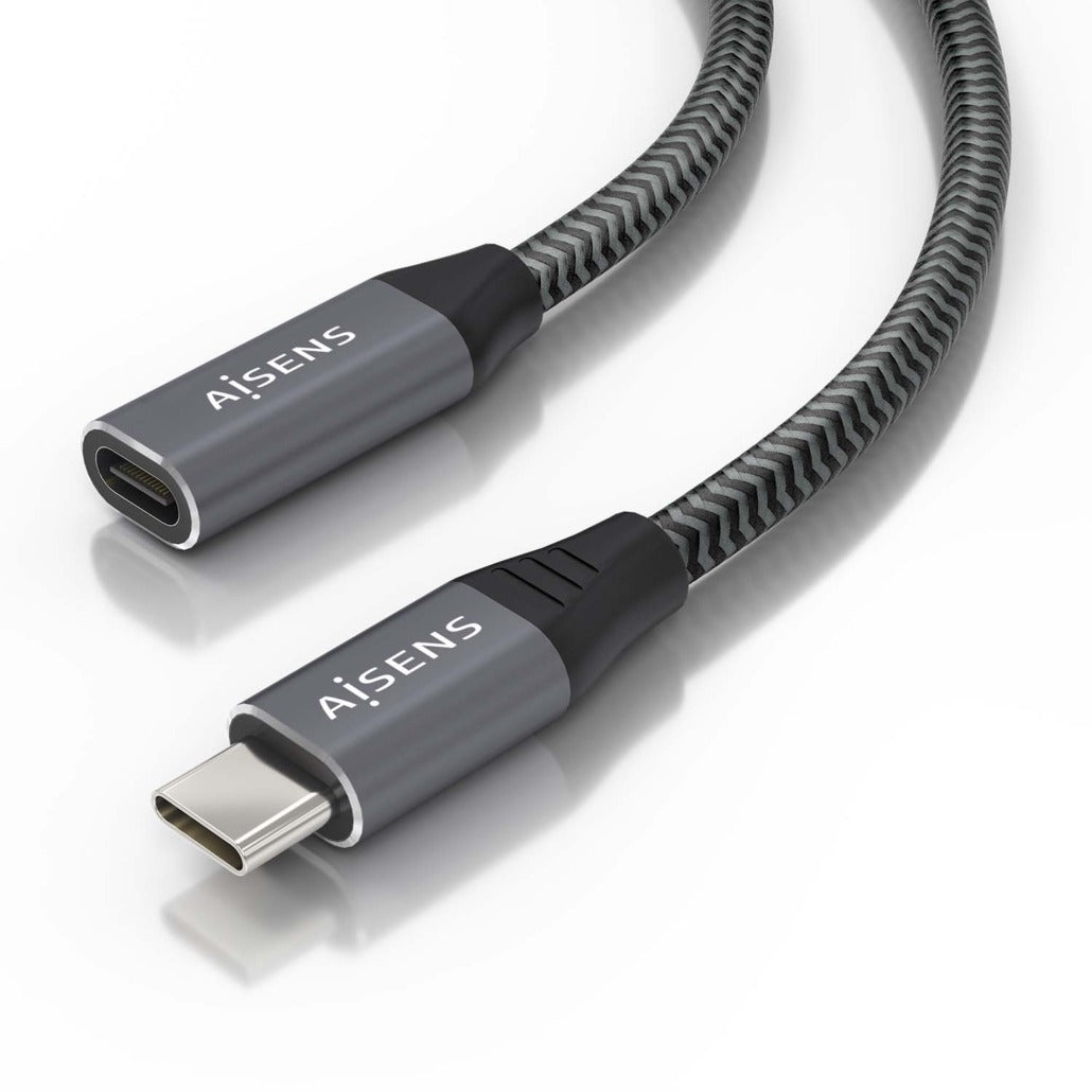 Aisens A107-0760 Cabo Extensor USB-C 3.2 Gen 2x2 8K@30Hz 5A 100W 20Gbps 0.5m Cinzento