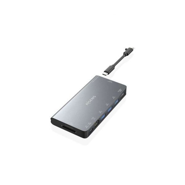 Aisens Hub USB-C dock 8 em 1 10cm ASUC-8P015-GR - HUBAIASUC-8P015-GR