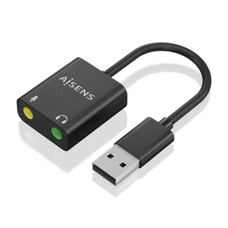 Tarjeta de Som AISENS A106-0769 USB Macho / 2xJack 3.5 Hembra / Preto