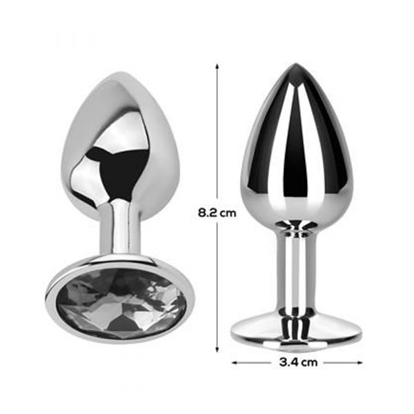 Afterdark Plug Anal com Jota Color Blanco Diamante Tamanho M Aluminio AD-287
