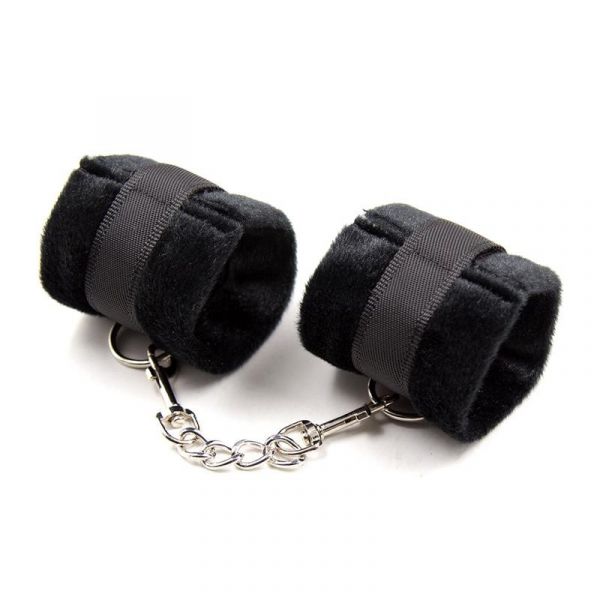 Intoyou Bdsm Line Esposas de Tela com Velcro para Algemas com Pelo Largo Negro FI-461