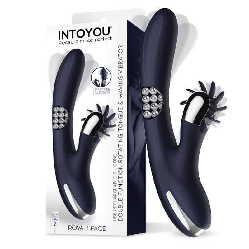 Intoyou – Royalspace Vibrador con Lenguas Estimuladoras y Bolas Internas 360º Azul