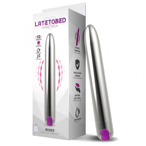 Latetobed Renee Vibrador 10 Funciones 18,5 cm USB Plata LT687