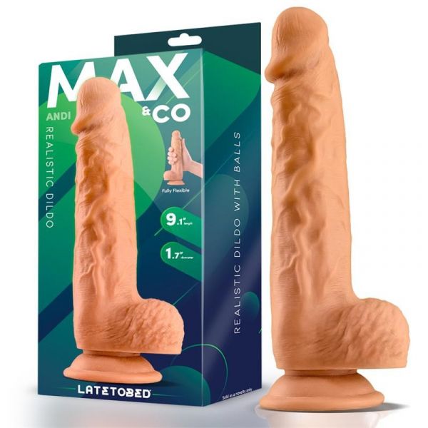 Max & Co Andi Dildo Realista com Testículos 9.1 Natural Mx