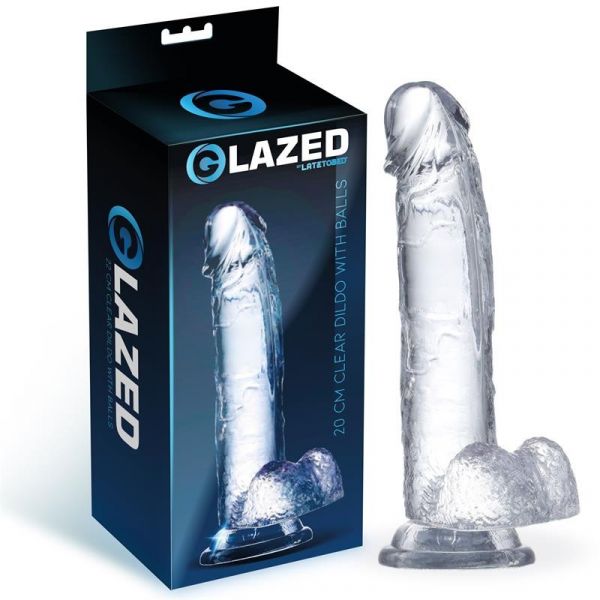 Glazed Dildo Realista com Testículos Material Cristalino 20 cm