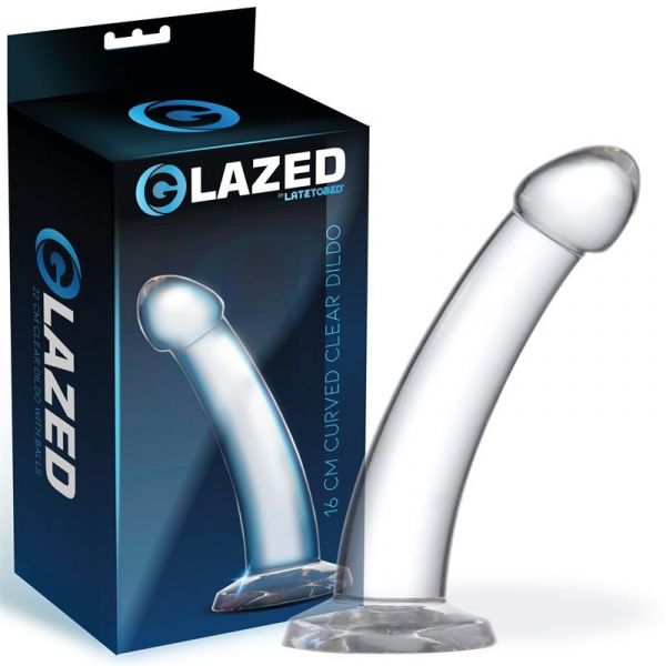 Glazed Dildo Curvado Material Cristalino 16 cm