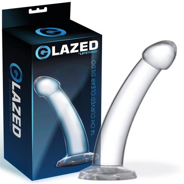 Glazed Dildo Curvado Material Cristalino 14 cm