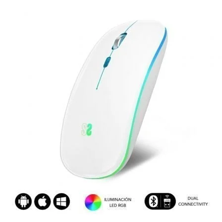 Ratón Inalámbrico SUBBLIM / LED Dual / Batería Recargable / Até 1600 DPI / Branco / PE20505102