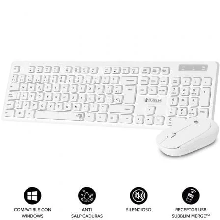 Teclado e Ratão SUBBLIM Combo Business Slim Silencioso Inalâmbrico / Branco / SUB-TEC_COMBO_BUS_SLIM_IN_WH
