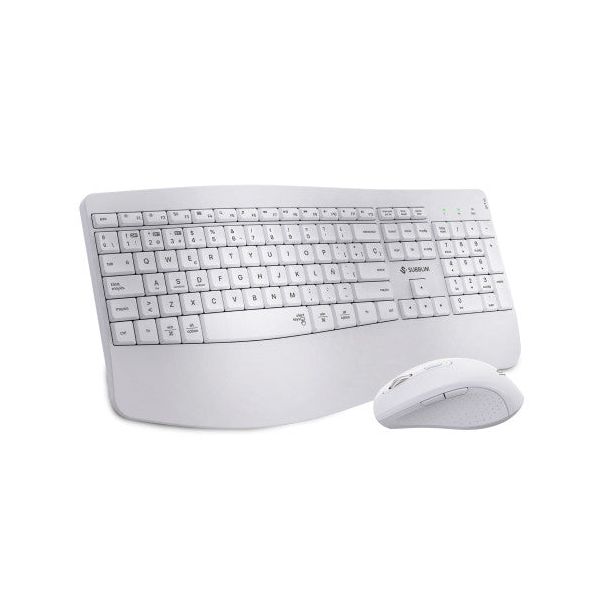 Teclado Subblim PROWAVE Dual Office + Rato Sem Fios Layout Espanhol Branco