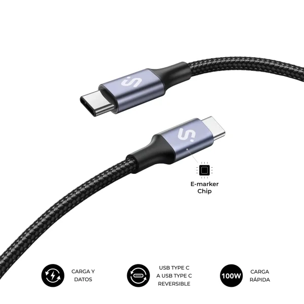 Cabo Subblim Cable Plus USB-C - 100W 2M - Chip E-Marker