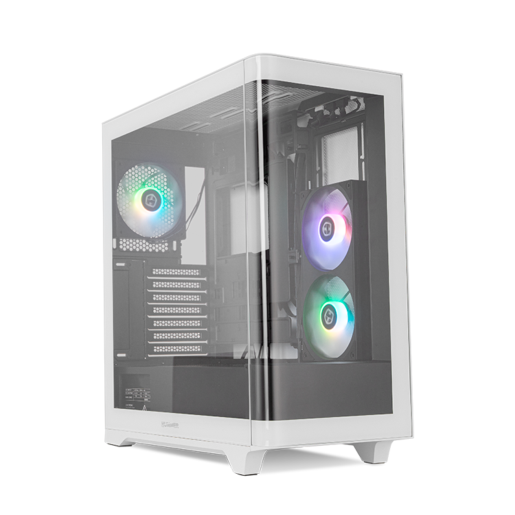 Nox Hummer ETHER - Mid Tower Rounded Glass ARGB ATX Case - Preto /Branco