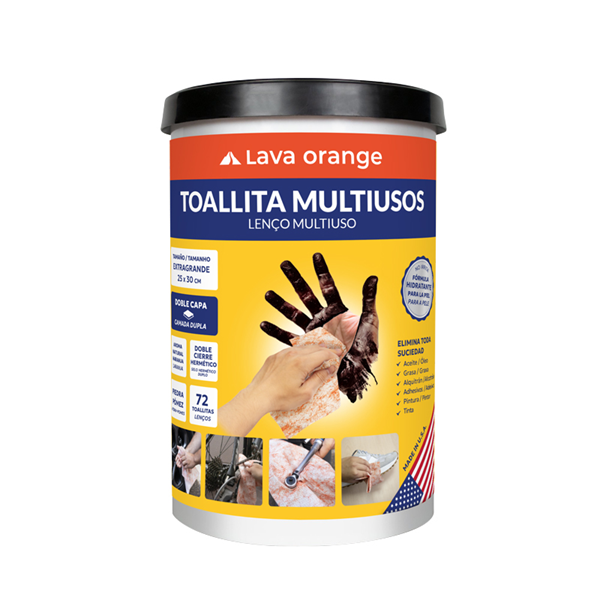 Toalhetes de Limpeza Multiusos 72 Unidades LAVA ORANGE