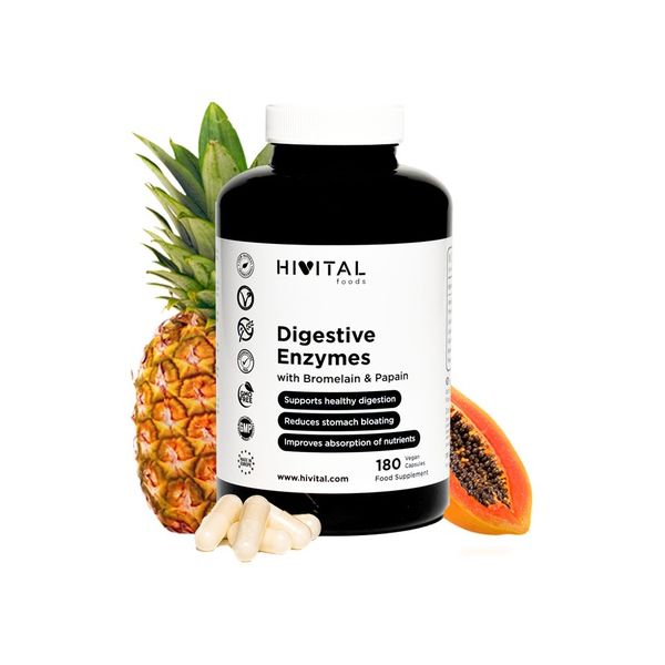 Hivital Enzimas Digestivas com Bromelina e Papaína 180 Cápsulas