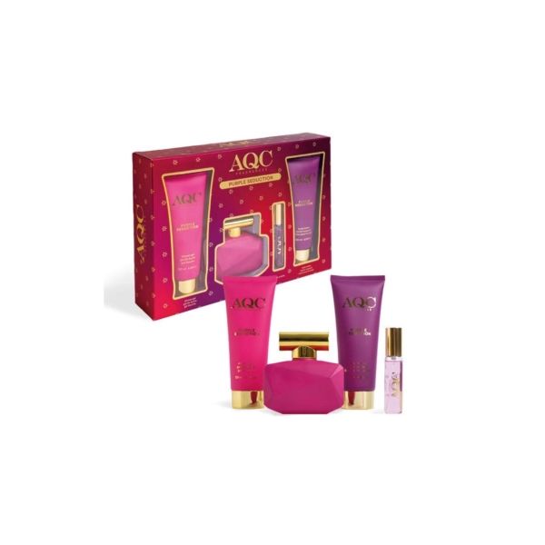 AQC Purple Seduction Eau de Toilette 100ml + Gel de Banho 120ml + Loção Corporal 120ml + Eau de Toilette 15ml Coffret