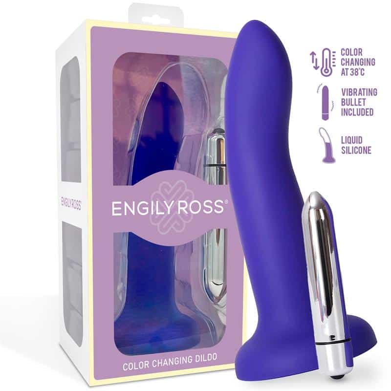 Dildox By Engily Ross – Dildo que Cambia de Color Púrpura a Rosa Talla S 14 cm