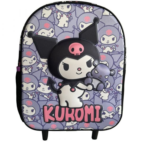 Manenti Mochila com Rodas 3D Kuromi Hello Kitty 32cm Preto