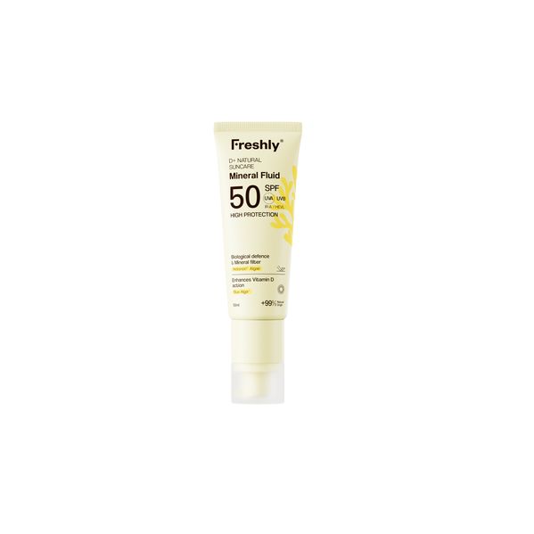 Protetor Solar Freshly D+ Natural Suncare Mineral Fluid SPF50 50ml