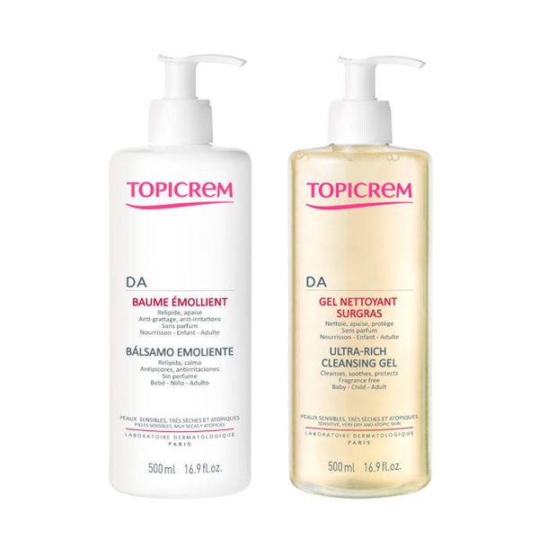 Topicrem DA Protect Bálsamo Emoliente 500ml + Gel de Limpeza Supergordurante 500ml