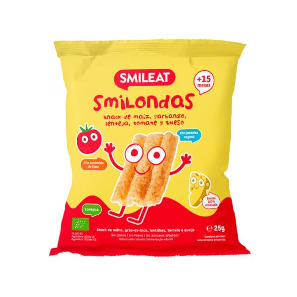 Smileat Smilondas de Milho, Grão-de-bico, Lentilhas, Tomate e Queijo +15m 25g
