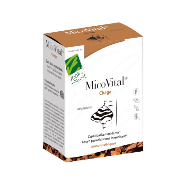 100% Natural MicoVital Chaga 60 Cápsulas