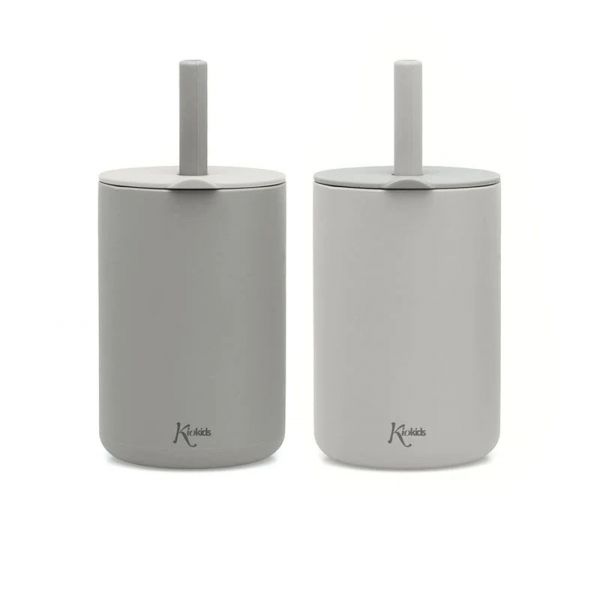 Kiokids Copos com Palhinha Silicone Cinza