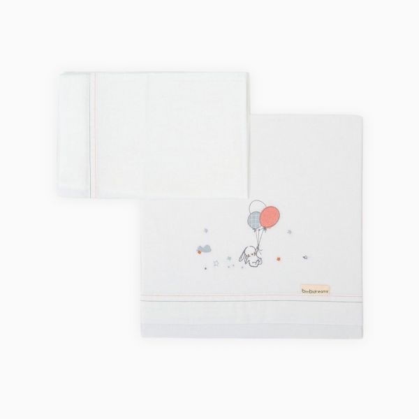 Pirulos Lençol de Algodão para Alcofas Jolie Branco/rosa 80x40