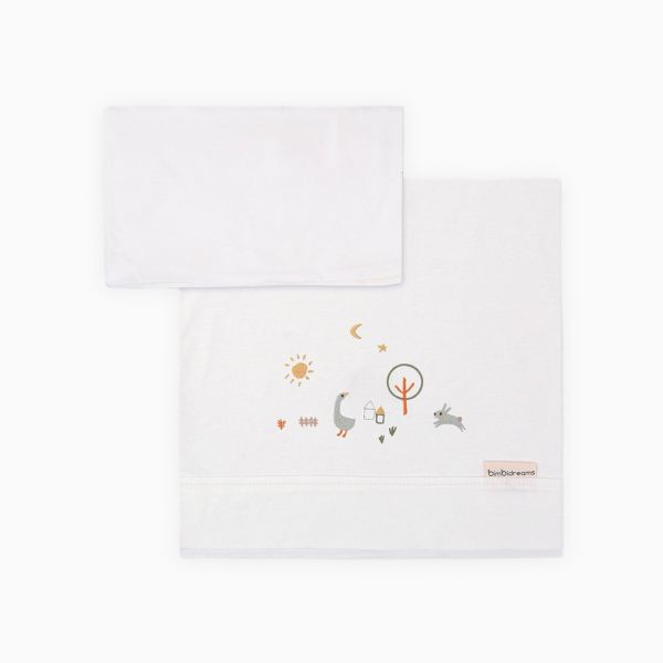 Pirulos Lençóis Punto Granja Branco/teja 120x60