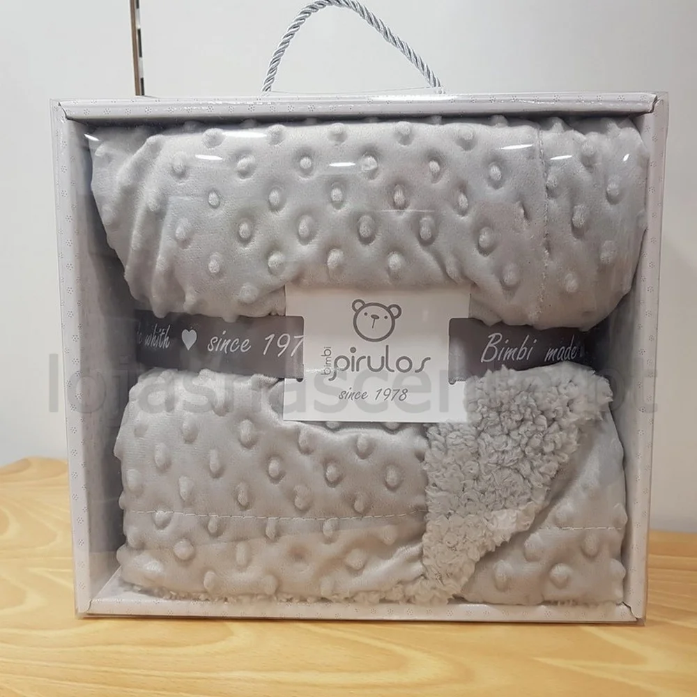 Manta Dupla Face Dots Sherpa 80x110 Pirulos Gris
