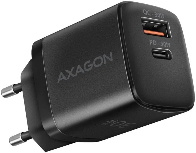Carregador de parede AXAGON ACU-PQ30 QC3.0,4.0/AFC/FCP/PPS/Apple + PD type-C, 30W, Preto