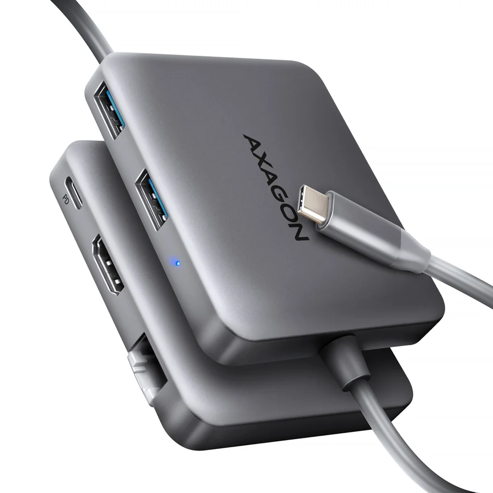 AXAGON Multiport-USB-C Hub USB-C 3.2 Gen 1, 2x USB-A, 4K HDMI, GLAN, PD 100W, 15cm USB-C cable